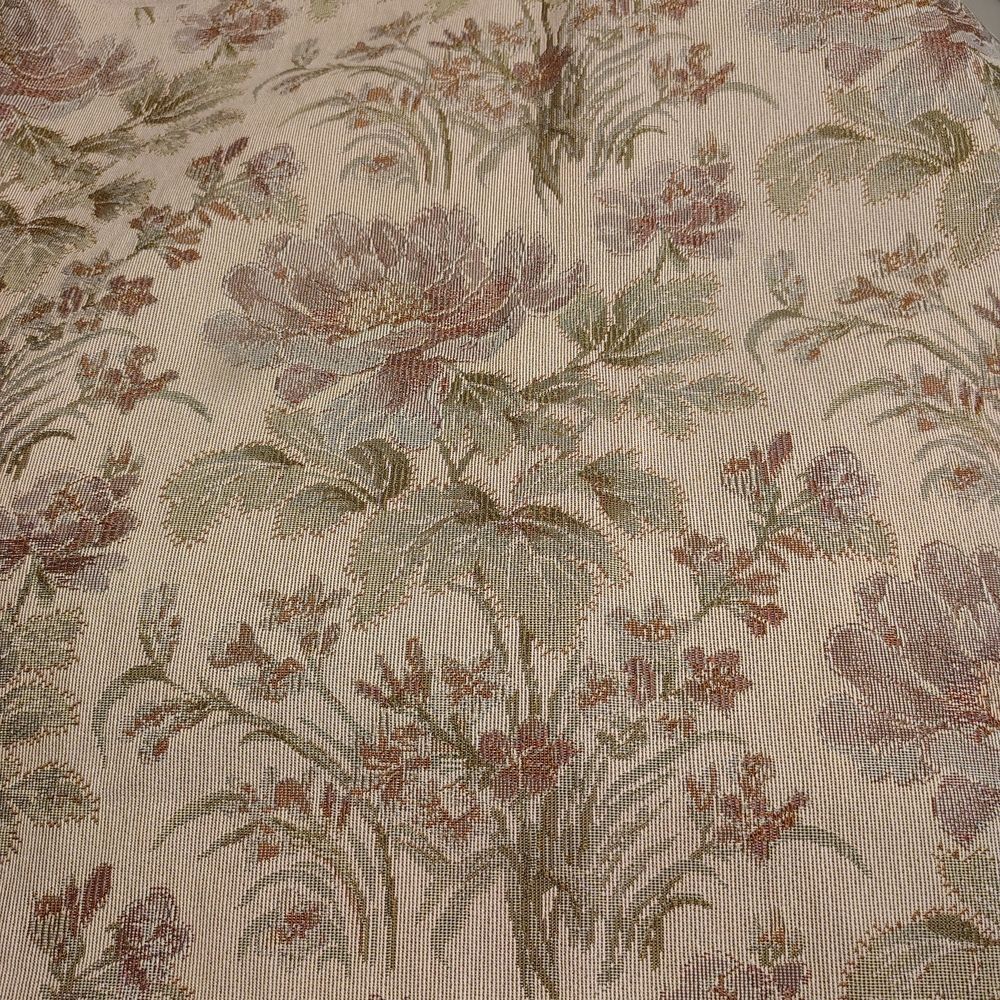 Floral Tapestry Upholstery Fabric Panel - Pink, Green, Cream 1 Yard  56"Wide